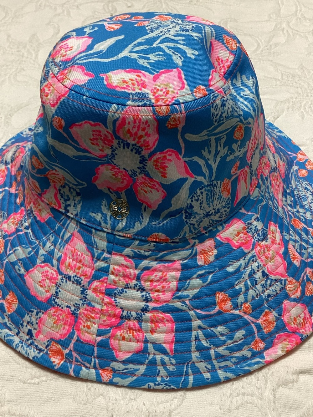 Lily Pulitzer Reversible Ladies Canvas Sun Hat Bahamian Rhapsody Floral OS